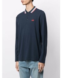 Pull à col polo bleu marine BOSS