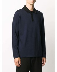 Pull à col polo bleu marine Emporio Armani