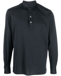 Pull à col polo bleu marine Zegna