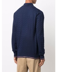 Pull à col polo bleu marine Missoni