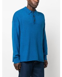 Pull à col polo bleu COMMAS