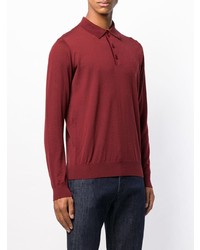 Pull à col polo bordeaux Giorgio Armani