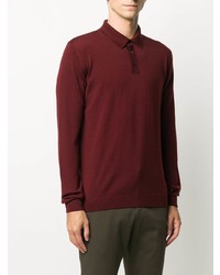 Pull à col polo bordeaux Roberto Collina