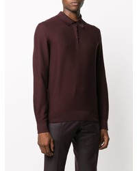 Pull à col polo bordeaux Ermenegildo Zegna