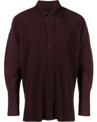 Pull à col polo bordeaux Homme Plissé Issey Miyake