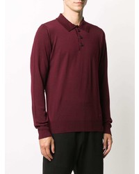 Pull à col polo bordeaux Emporio Armani