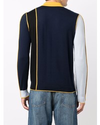 Pull à col polo brodé bleu marine JW Anderson