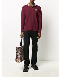 Pull à col polo brodé bordeaux DSQUARED2