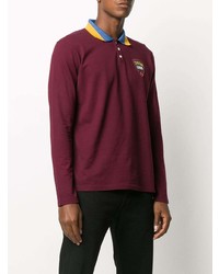 Pull à col polo brodé bordeaux DSQUARED2