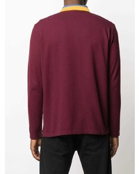 Pull à col polo brodé bordeaux DSQUARED2