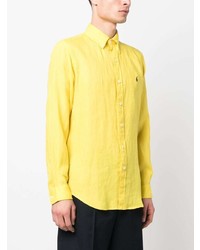 Pull à col polo brodé jaune Polo Ralph Lauren