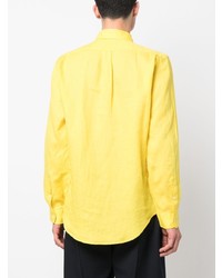 Pull à col polo brodé jaune Polo Ralph Lauren