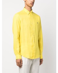 Pull à col polo brodé jaune Polo Ralph Lauren