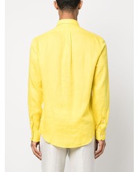 Pull à col polo brodé jaune Polo Ralph Lauren