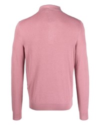 Pull à col polo brodé rose Ralph Lauren Purple Label