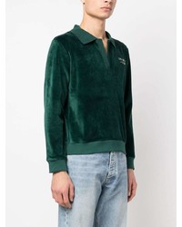 Pull à col polo brodé vert foncé Sporty & Rich