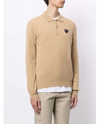 Pull à col polo en laine beige Comme Des Garcons Play