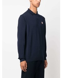 Pull à col polo en laine bleu marine MAISON KITSUNÉ