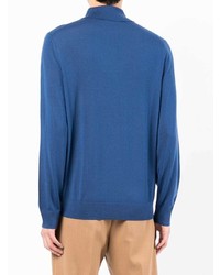 Pull à col polo en laine bleu marine Paul Smith