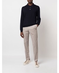 Pull à col polo en laine bleu marine Corneliani