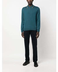 Pull à col polo en laine bleu marine PS Paul Smith