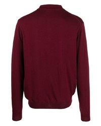 Pull à col polo en laine bordeaux Manuel Ritz