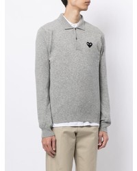 Pull à col polo en laine gris Comme Des Garcons Play