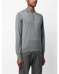 Pull à col polo en laine gris Corneliani