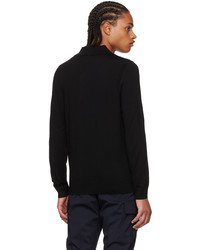 Pull à col polo en laine noir Paul Smith