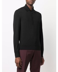 Pull à col polo en laine noir Tom Ford