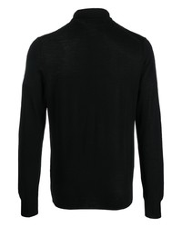 Pull à col polo en laine noir Lardini