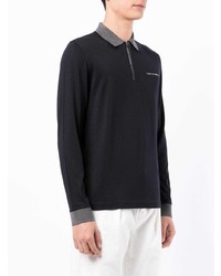 Pull à col polo en laine noir Stefano Ricci