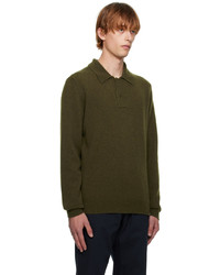 Pull à col polo en laine olive Norse Projects