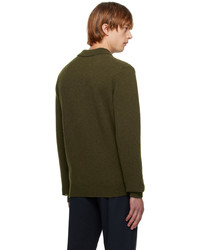 Pull à col polo en laine olive Norse Projects