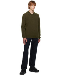 Pull à col polo en laine olive Norse Projects