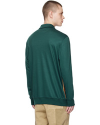 Pull à col polo en laine olive Paul Smith