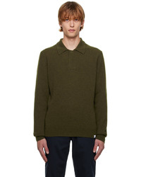 Pull à col polo en laine olive Norse Projects