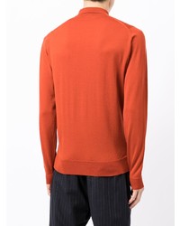 Pull à col polo en laine orange John Smedley