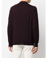 Pull à col polo en laine pourpre foncé Corneliani