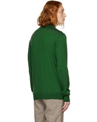 Pull à col polo en laine vert foncé King & Tuckfield