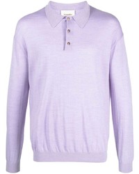 Pull à col polo en laine violet clair