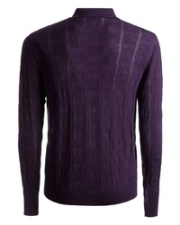 Pull à col polo en laine violet Bally