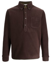 Pull à col polo en polaire marron foncé