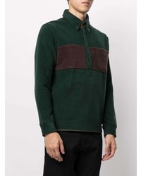 Pull à col polo en polaire vert foncé Anglozine