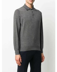 Pull à col polo gris foncé Brunello Cucinelli