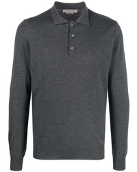 Pull à col polo gris foncé Corneliani