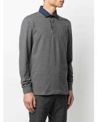 Pull à col polo gris foncé Hackett