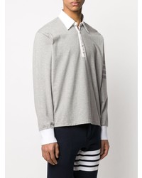 Pull à col polo gris Thom Browne