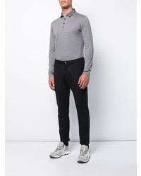 Pull à col polo gris Lanvin