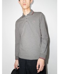 Pull à col polo gris Moncler